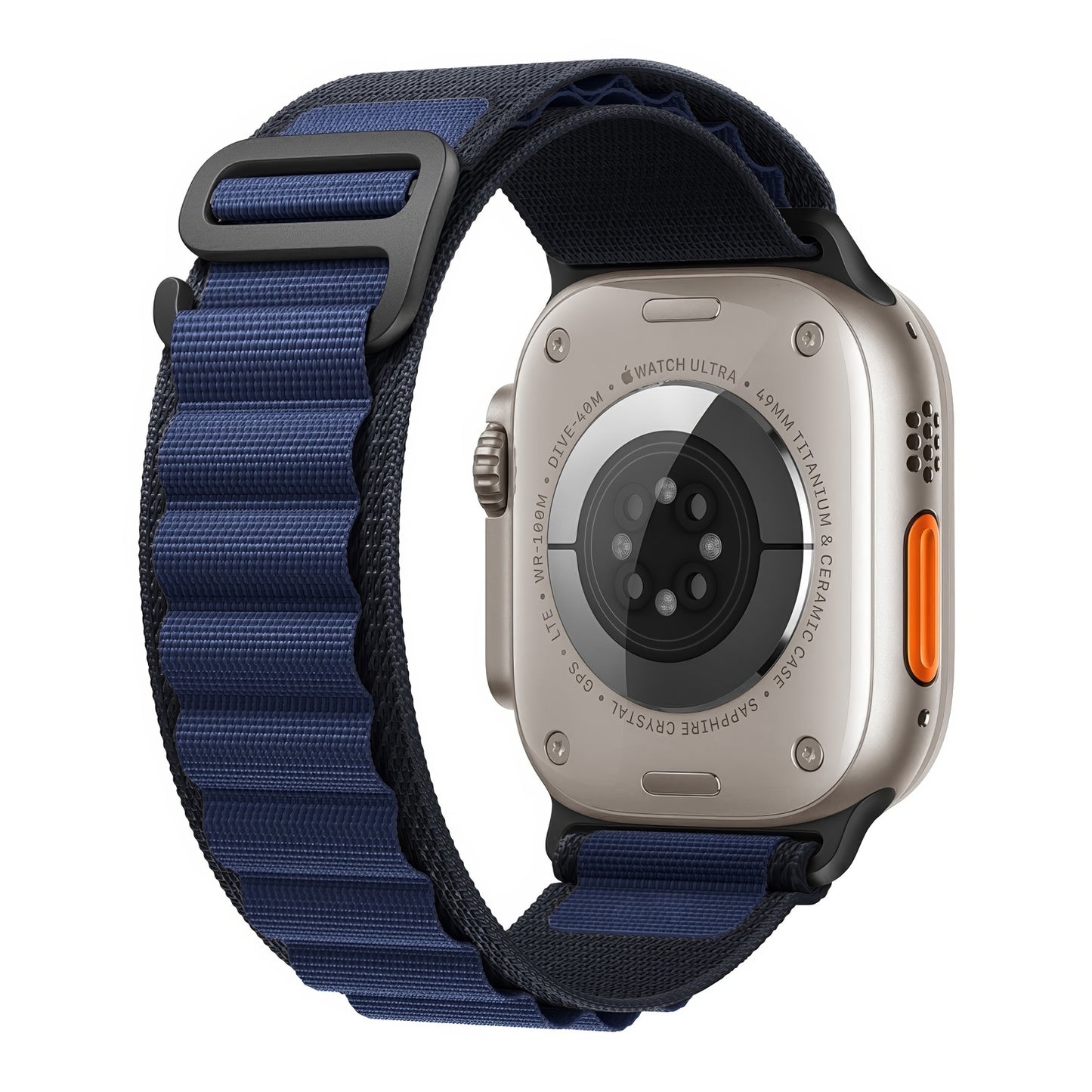 navy blue alpine loop for apple watch ultra black finish
